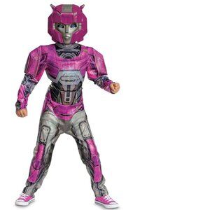 Transformers Elita Halloween Costume 7/8 Pink Muscle Jumpsuit, Mask 2 Pc Girls